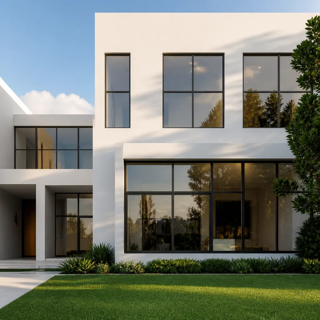 Modern home featuring high-end black-framed window and door installation nationwide